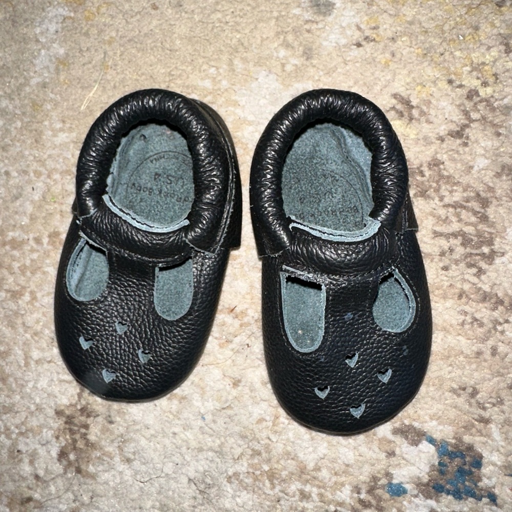 Black Leather Kids Shoes